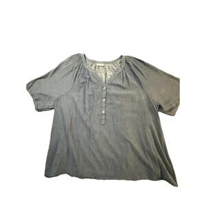 Women’s Top Plus Size 3 x Blue Fashion Bug Henley Relaxed Fit Denim Look Light